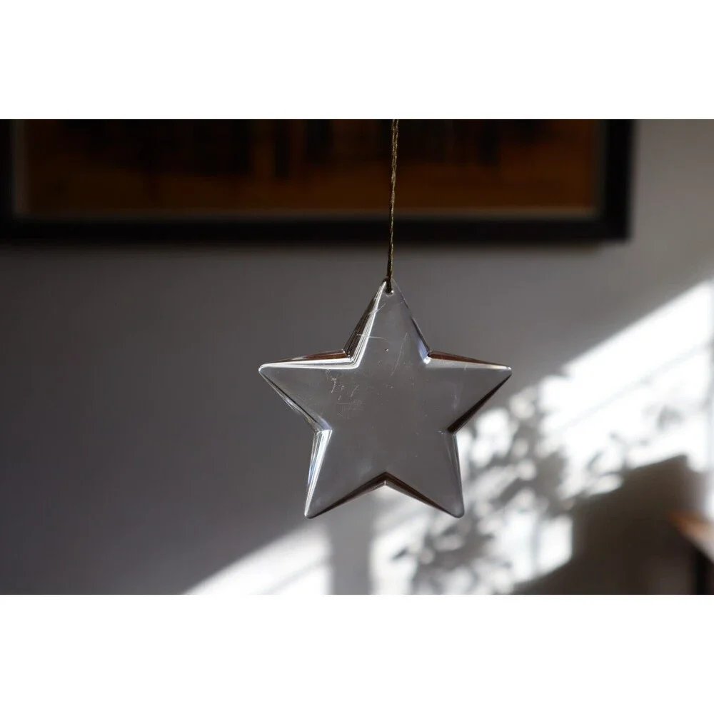 Lot of 5 Plastic Acrylic Clear Snowflake Ornaments Sun Face Celestial Sunburst - Picture 11 of 12